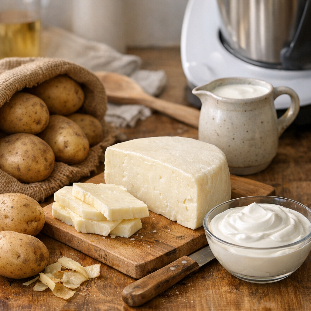 Les bons ingrédients : pommes de terre farineuses, tomme fraîche et juste assez de crème