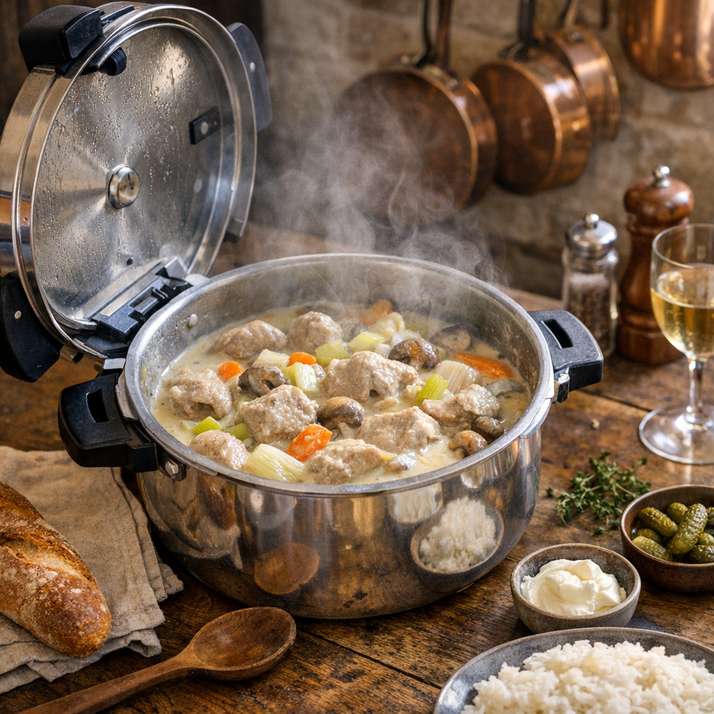 Blanquette de veau cocotte minute : tendre, rapide, bistrot