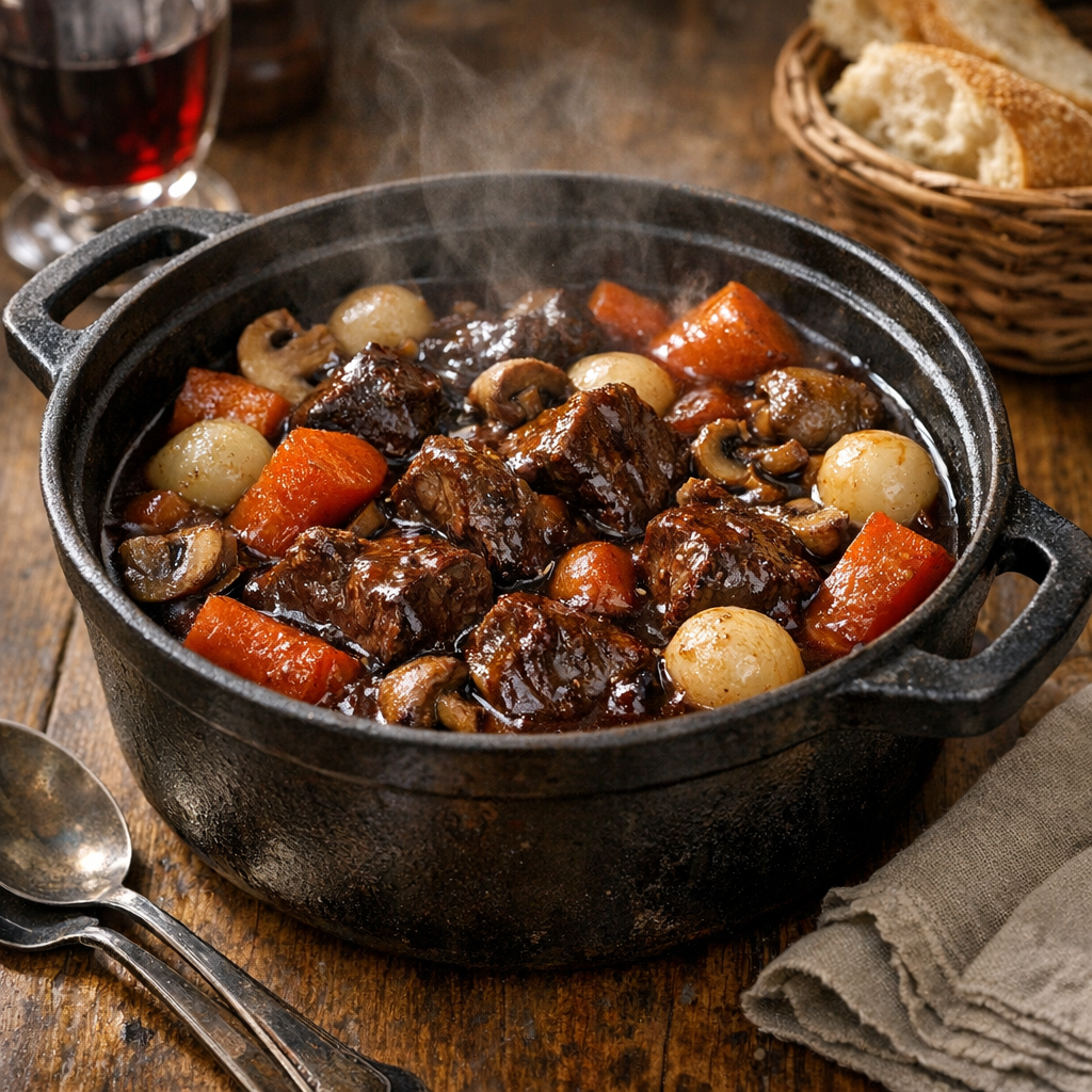 Boeuf bourguignon cocotte minute : tendre et riche en goût