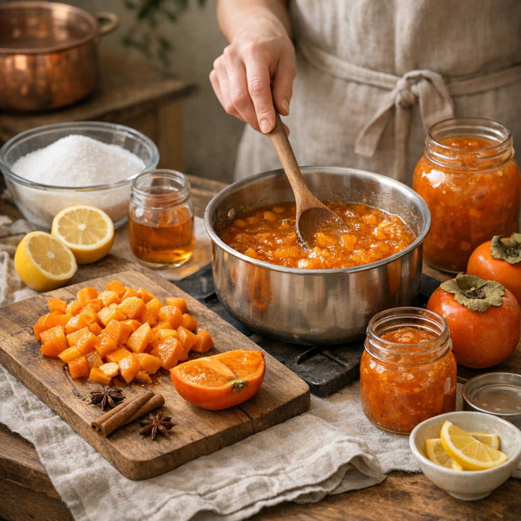 Préparation : ma méthode pour une confiture de kaki équilibrée