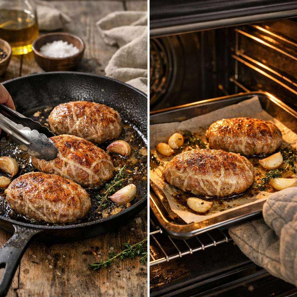 Comment réussir la cuisson crépinette de porc à la poêle ou au four sans dessécher la farce