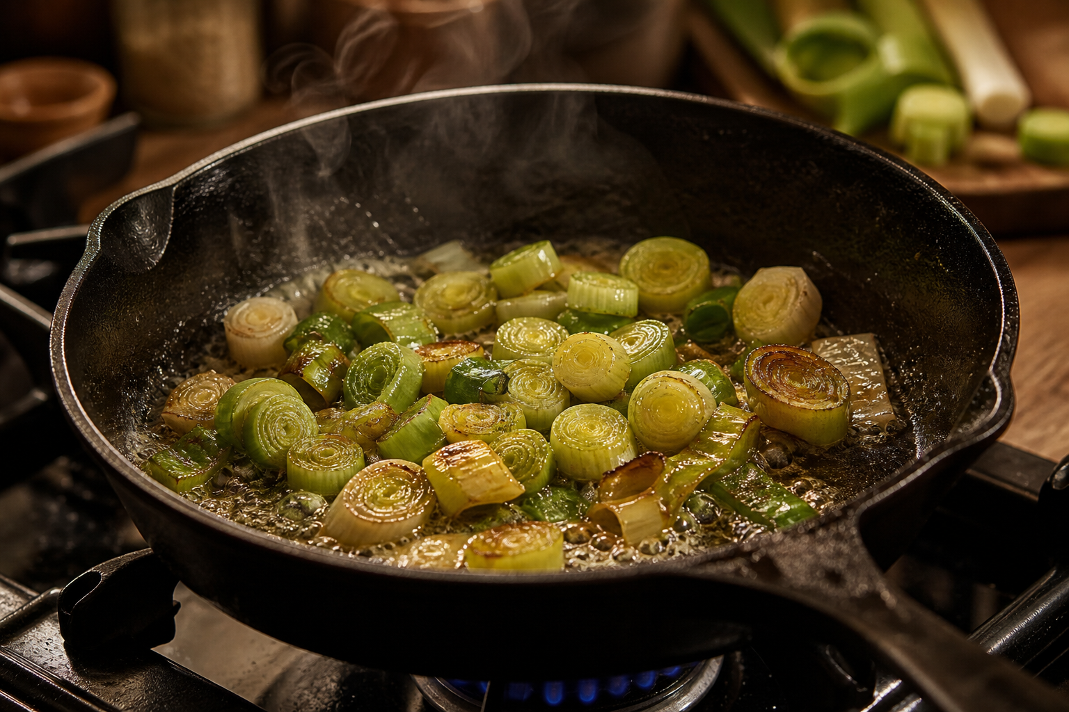 La cuisson des poireaux à la poêle, testée minute par minute