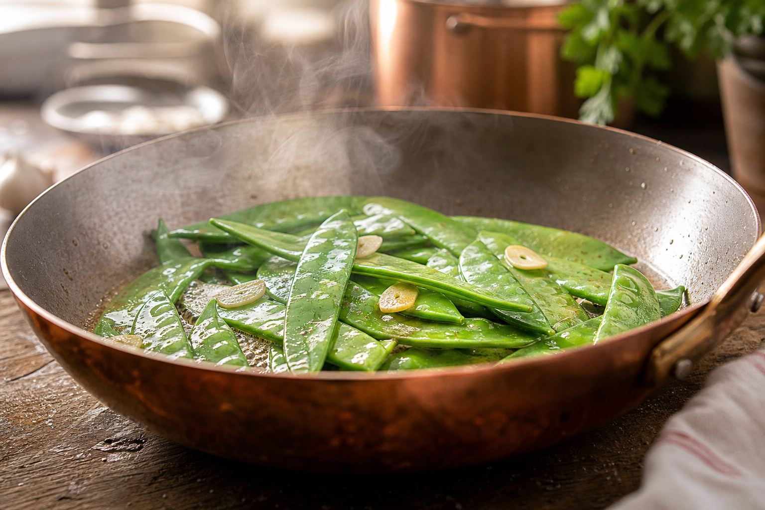 La cuisson des pois gourmands garde tout leur croquant