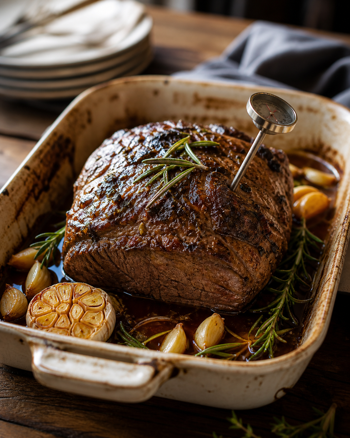 La cuisson du rosbeef au four garde le rôti juteux