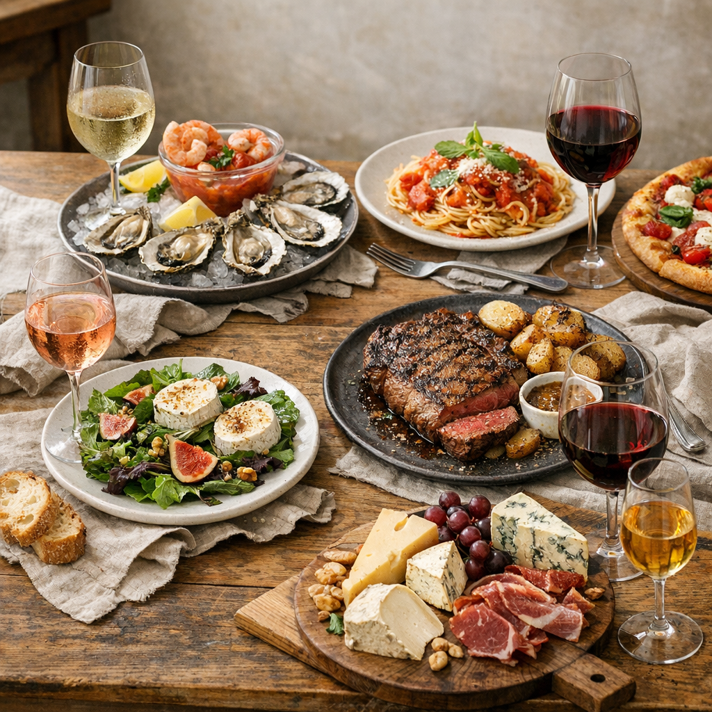 Le tableau de base : quel style de vin avec quel type de plat