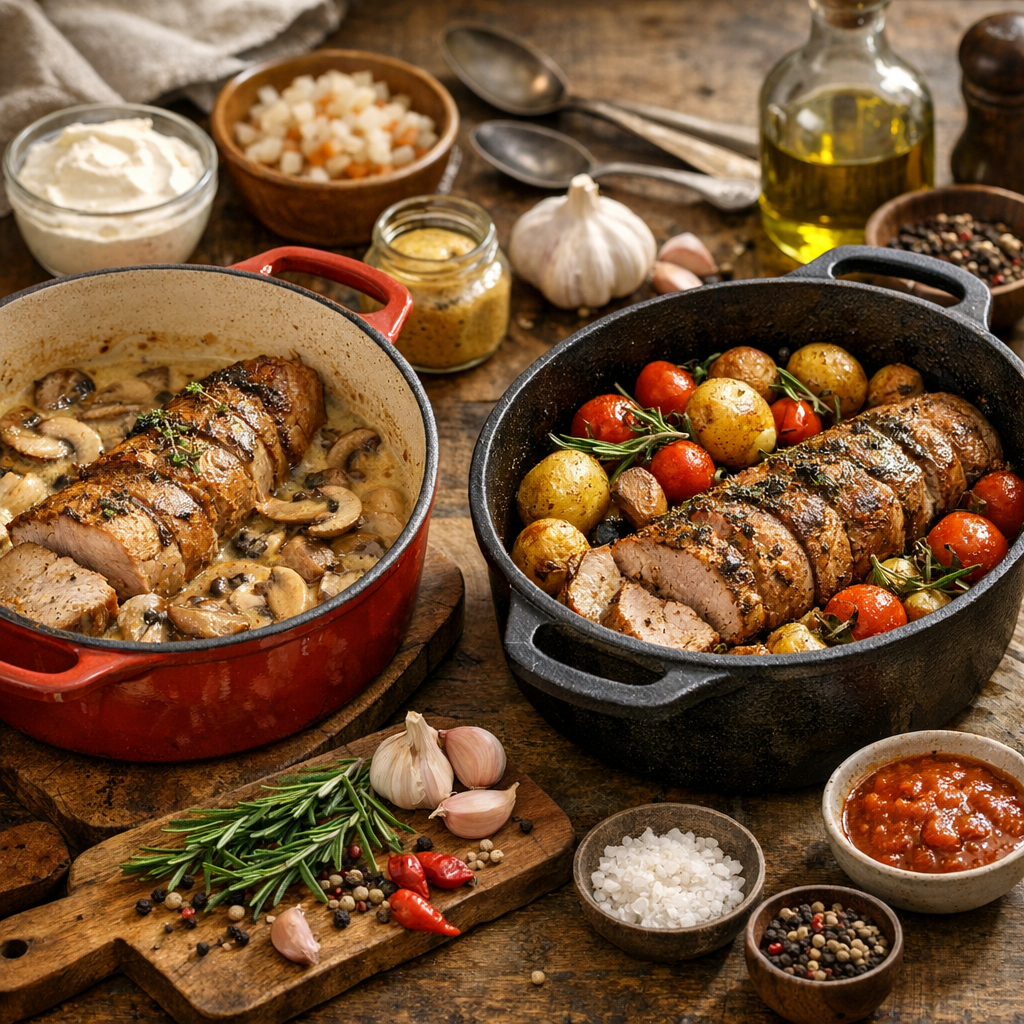 Ingrédients et variantes : comparer les recettes filet mignon en cocotte fonte plutôt que réciter une base