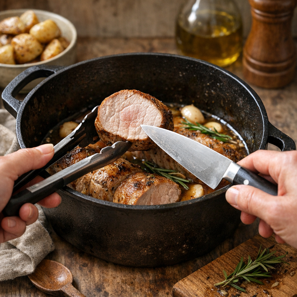 Comment voir si le filet mignon de porc est bien cuit ?