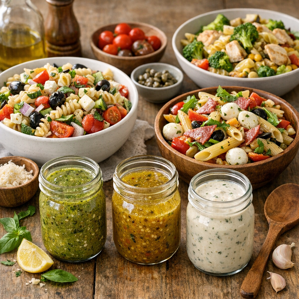 Quelle sauce dans la salade de pâtes selon la garniture ?