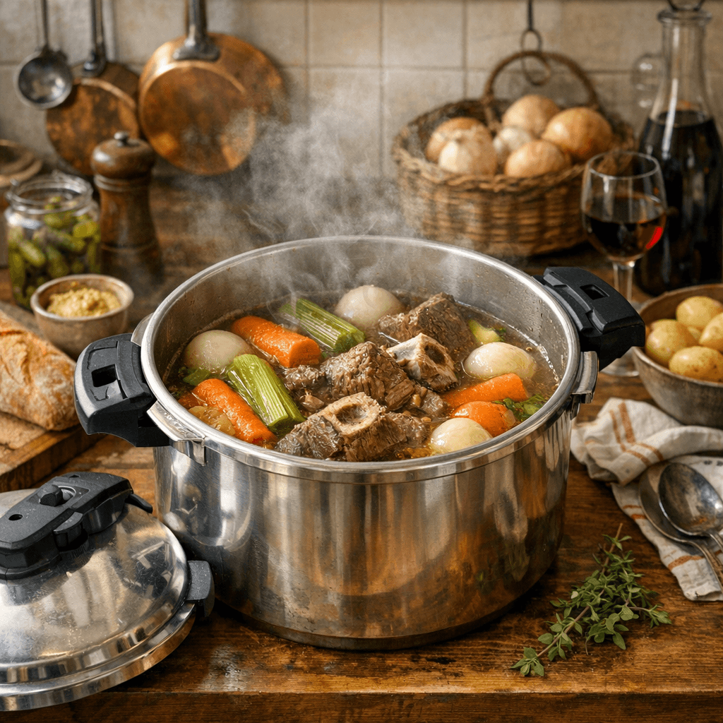 Pot au feu cocotte minute : rapide, tendre et clair