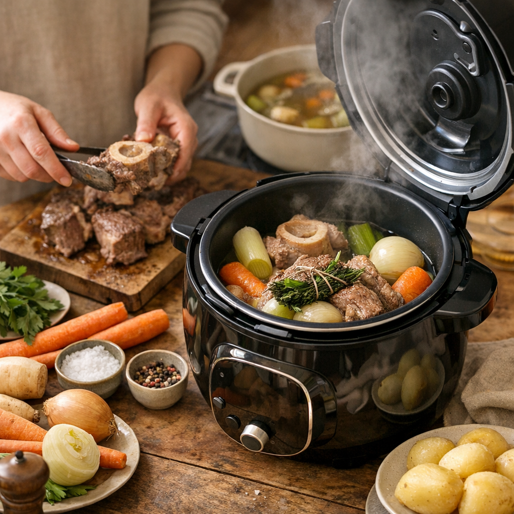 Préparation : garder l’esprit du pot-au-feu malgré la cuisson sous pression
