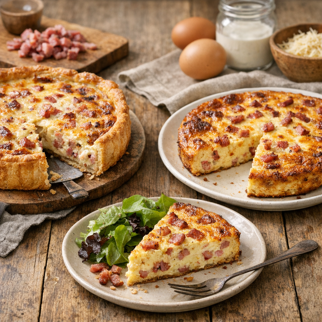 Quiche lorraine ou quiche sans pâte aux lardons : la confusion à éviter