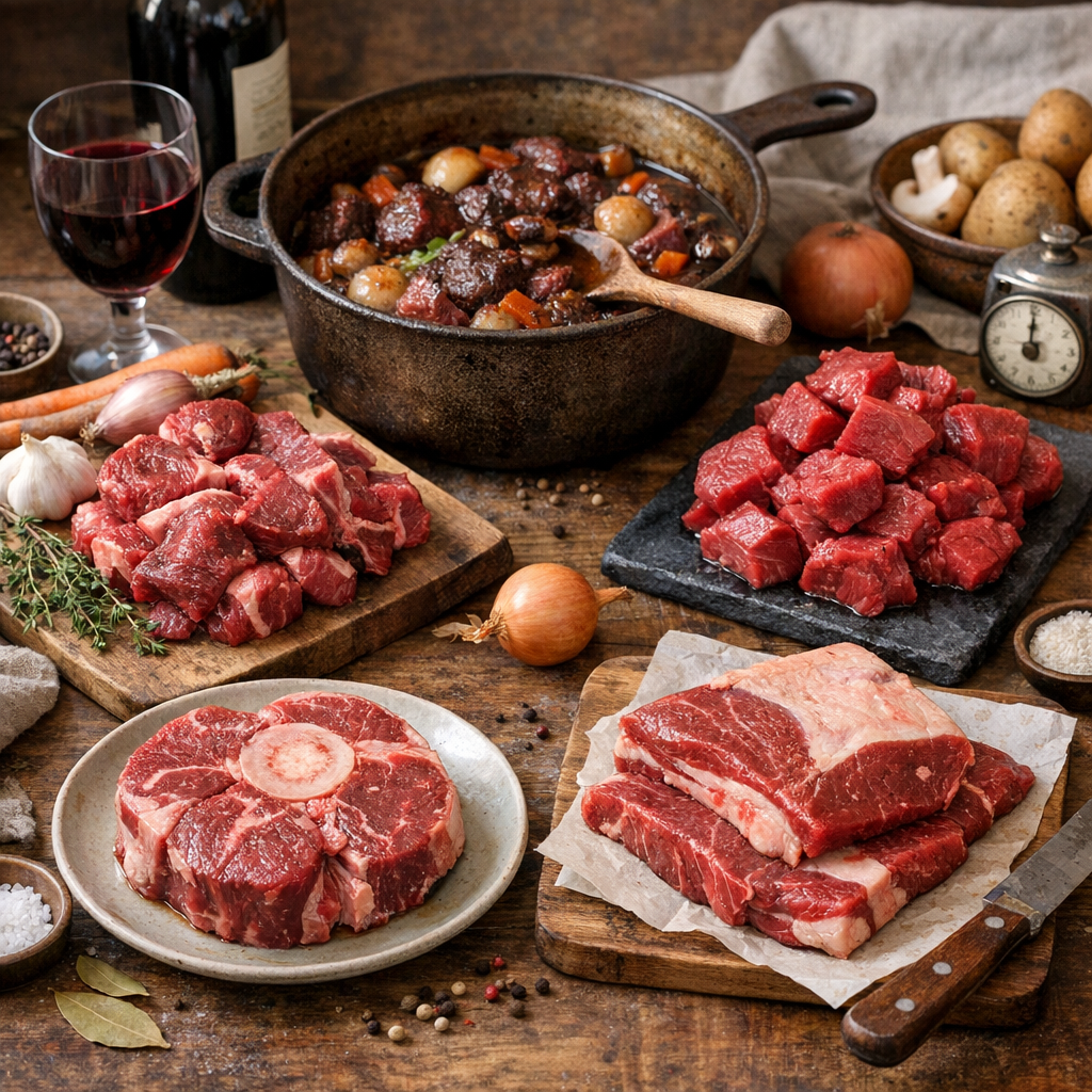 Quelle viande choisir pour un bœuf bourguignon : mon comparatif des morceaux selon fondant, budget et temps