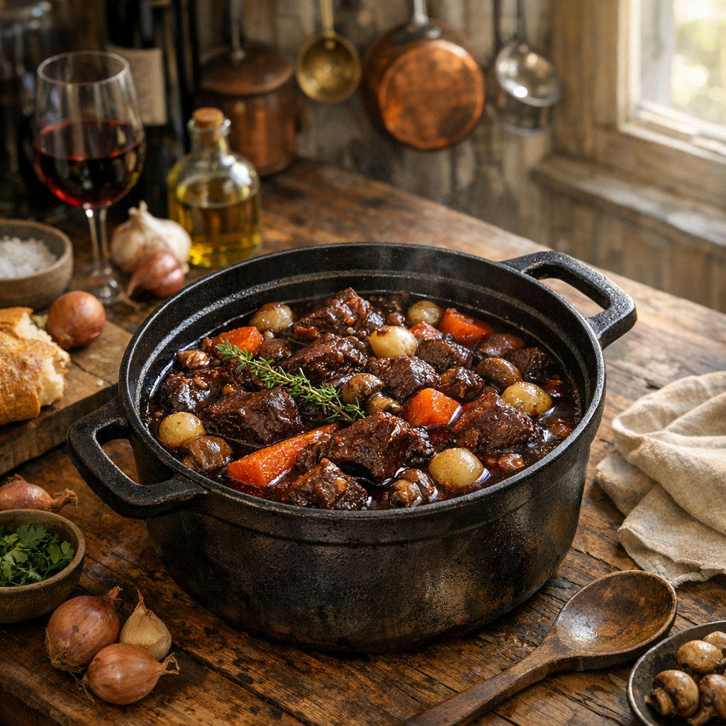 Recette de bœuf bourguignon facile : tendre, simple, généreuse