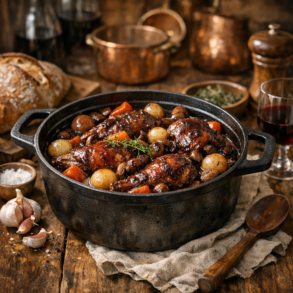 Recette du coq au vin à l’ancienne, ma vraie version mijotée