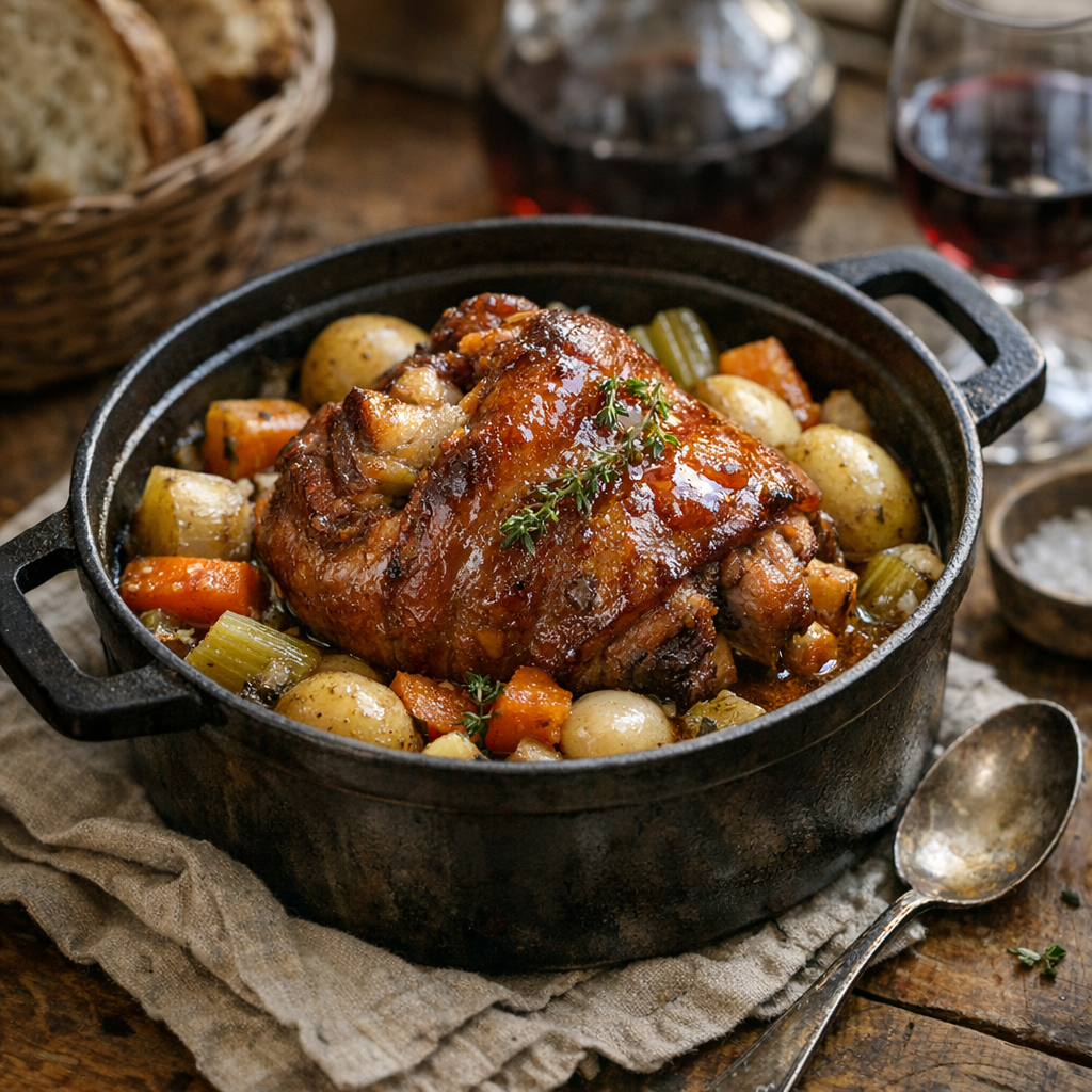 Je vous montre comment réussir le Jarret de porc en cocotte