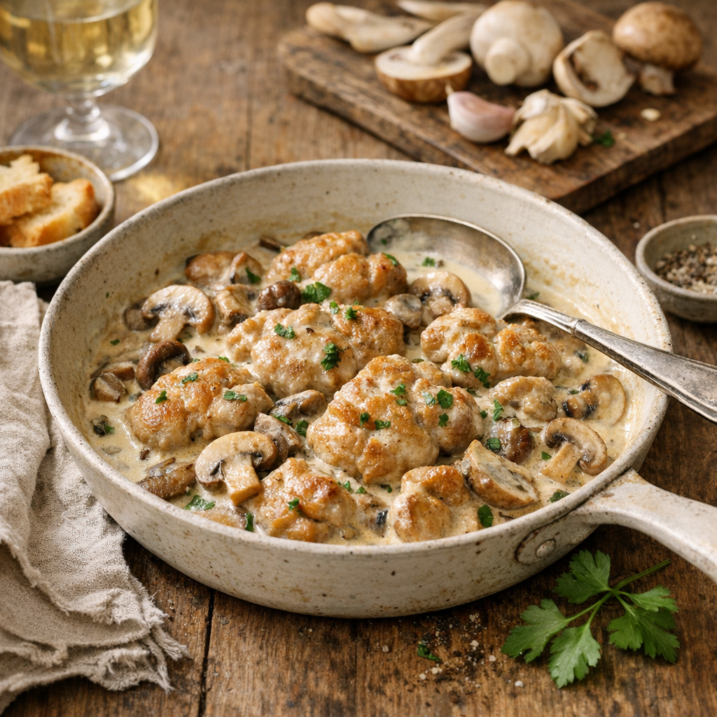 Recette des ris de veau à la crème et aux champignons, sans trahir le produit