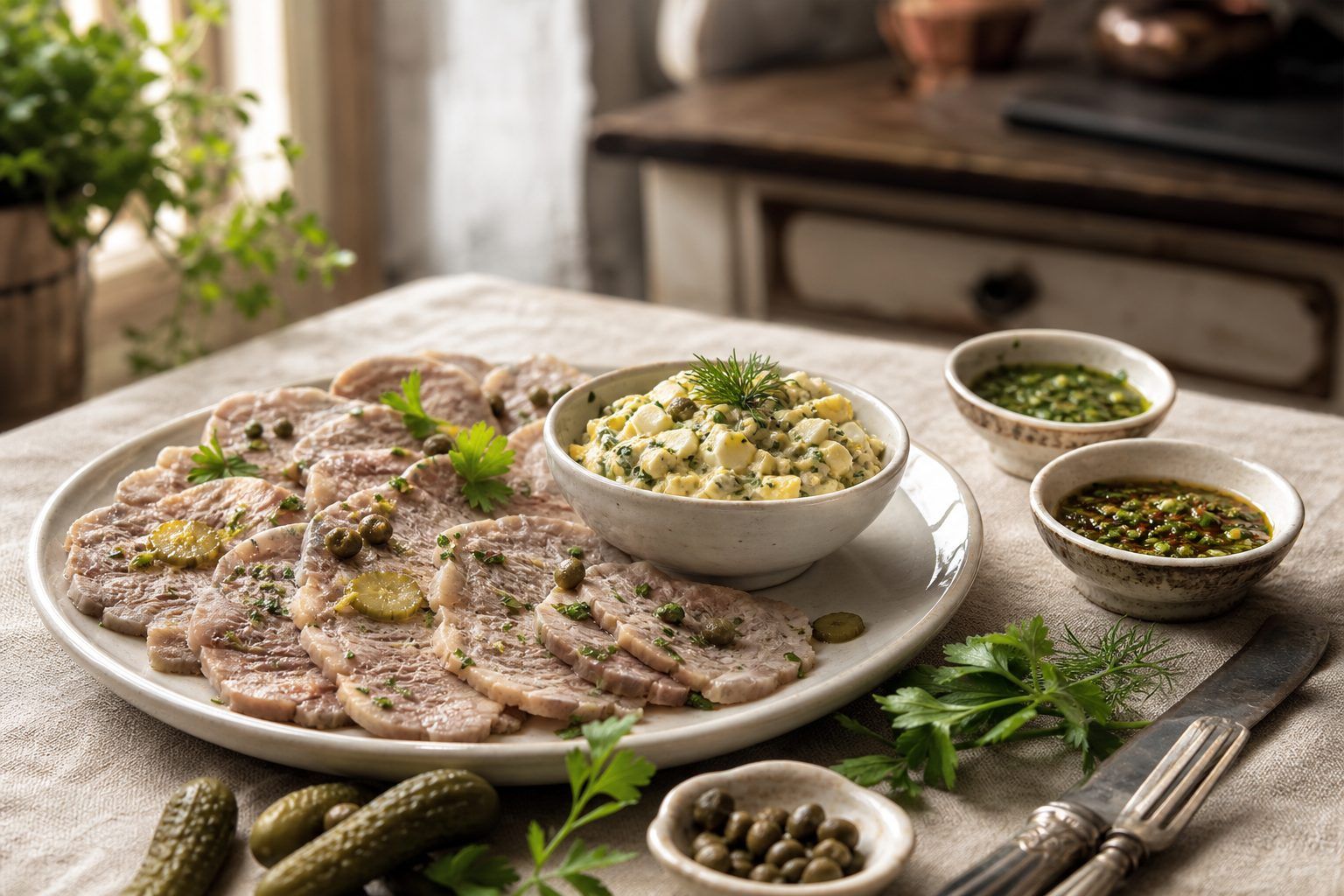Variantes : gribiche, ravigote ou sauce verte pour le veau
