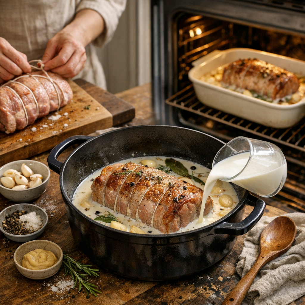 Préparation rapide, puis cuisson dans le lait : la méthode en cocotte ou au four