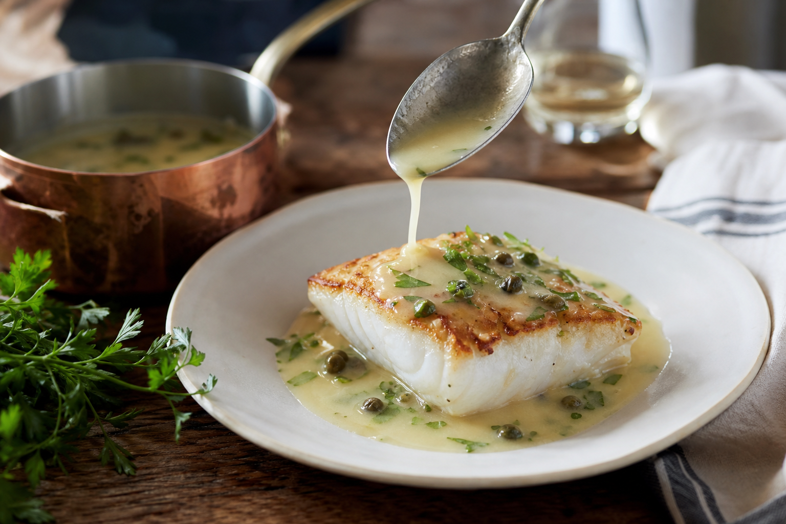 Une sauce pour poisson sans crème qui reste bien nappante