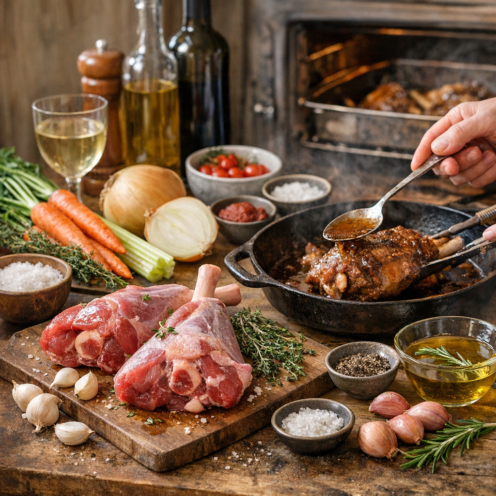 Recette de souris d’agneau confite au four : ingrédients, gestes, temps