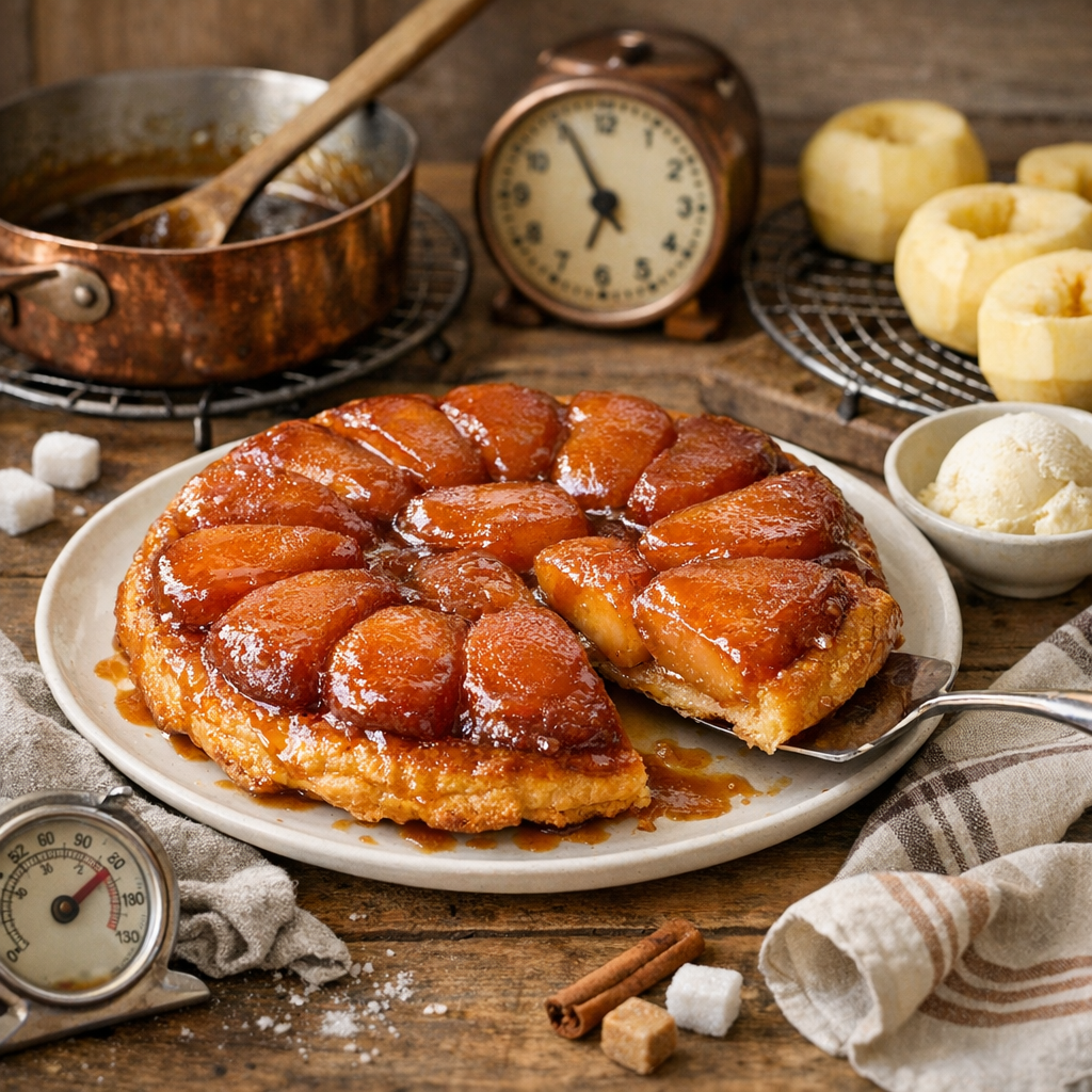 Ma recette de tarte Tatin pour 4 à 6 personnes, avec les bons repères de cuisson