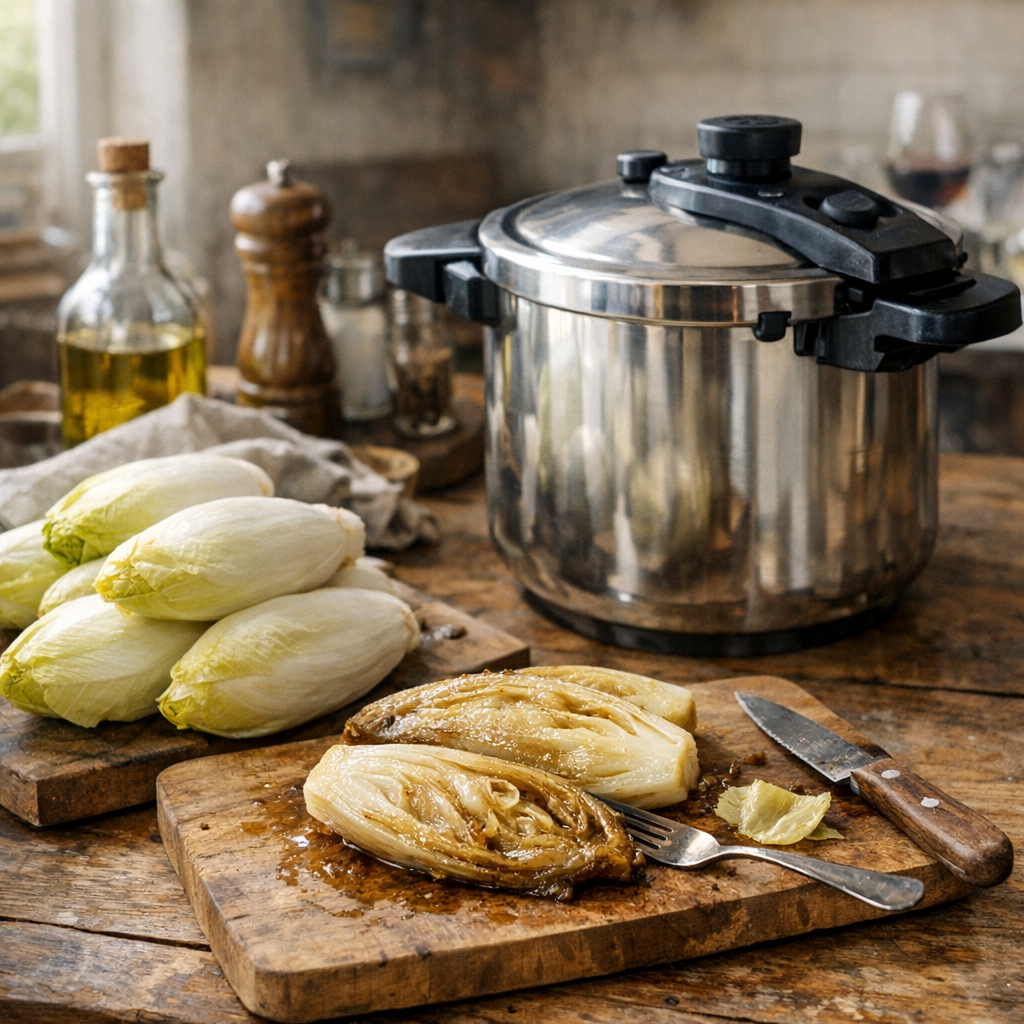 Le temps de Cuisson des Endives à la cocotte minute varie selon le plat