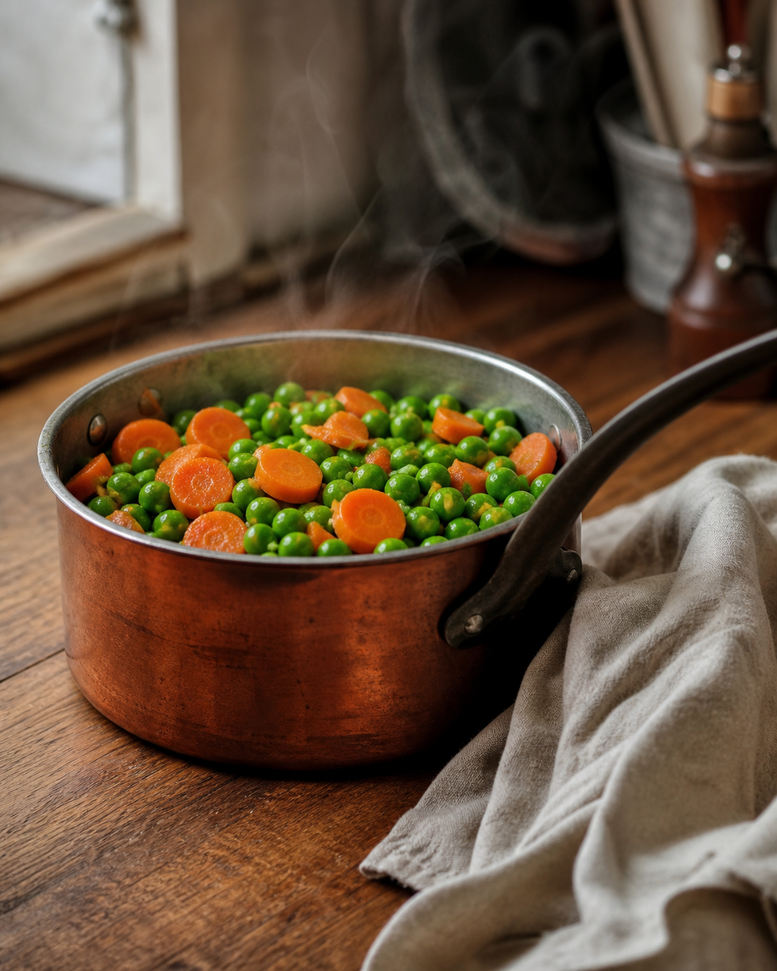 Les petits pois-carottes en conserve se réchauffent en deux minutes