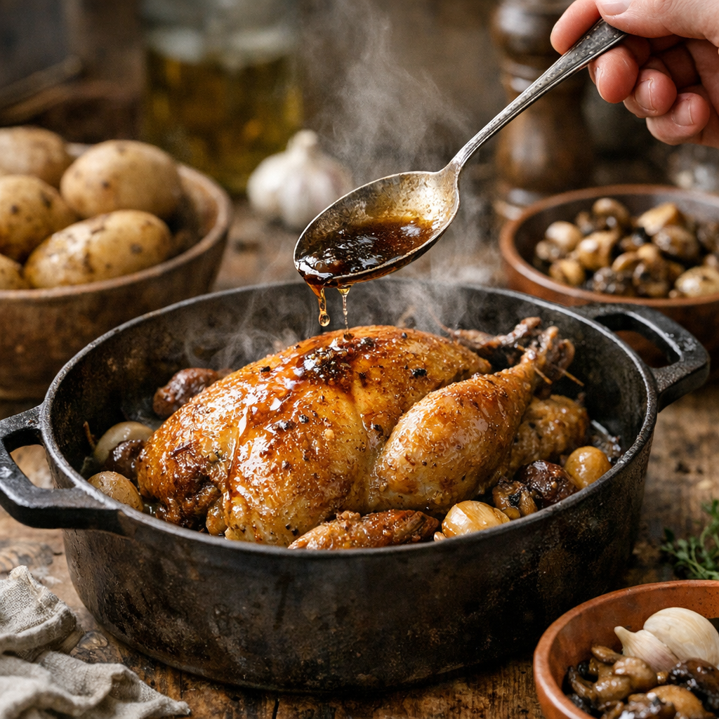 Cuire une Pintade de 1,5 kg en Cocotte sans la sécher